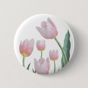 Pastell-Tulpen-Blumendesign Button