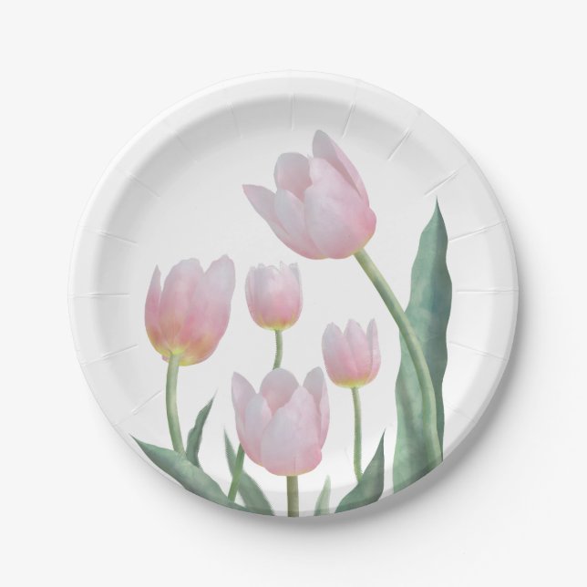 Pastell-Tulpen-Blumendesign Pappteller (Vorderseite)
