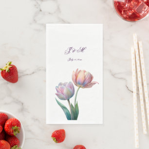 Pastell-Tulpen-Hochzeitssuite Elegante Typografie Serviette