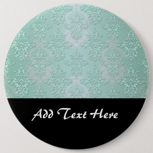 Pastell Türkisblau Grün Damast Button