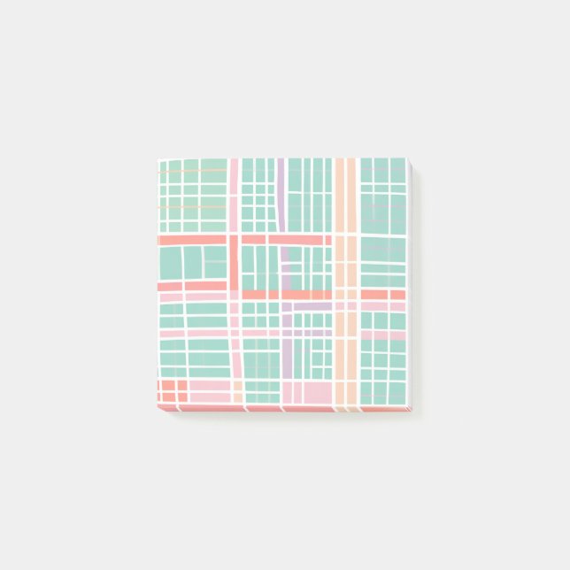 Pastell überprüfte Kernspeicherarbeitsplätze Post-it Klebezettel (Vorderseite)