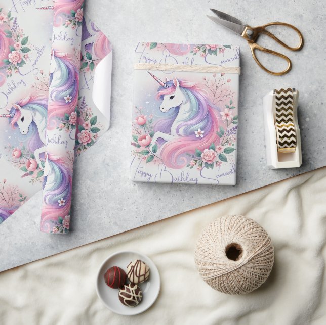 Pastell- und Einhornverpackungspapier Geschenkpapier (Kunsthandwerk)