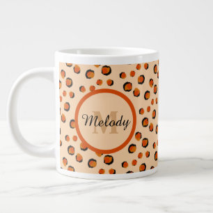 Pastell- und Gold-Cheetah-Tierdruck-Monogramm Jumbo-Tasse