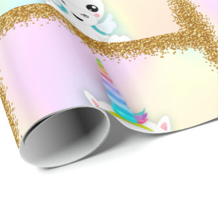 Pastell-und GoldGlitzerUnicorn Geschenkpapier