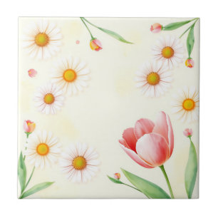 Pastell und Tulpen Fliese