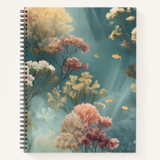 Pastell-Unterwasser-Botanik-Spiralblock Notizbuch