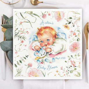 Pastell-Vintage-Baby-Party für kleine Mädchen Serviette
