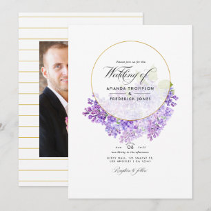 Pastell-Violett und Gold geometrisches Herbarium-W Einladung