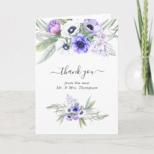 Pastell-Violette Florale Hochzeitsfotografie Dankeskarte