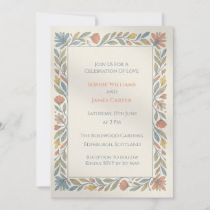 Pastell-Volks-Blumen-Hochzeitseinladung Einladung