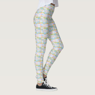 Pastell-Vornehme-Madras-Patchwork-Stil-Kariert-Tar Leggings