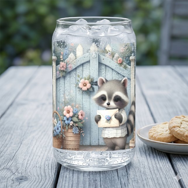 Pastell-Waschbär-Briefgarten Dosenglas (Pastel Raccoon Letter Garden Can Glass)