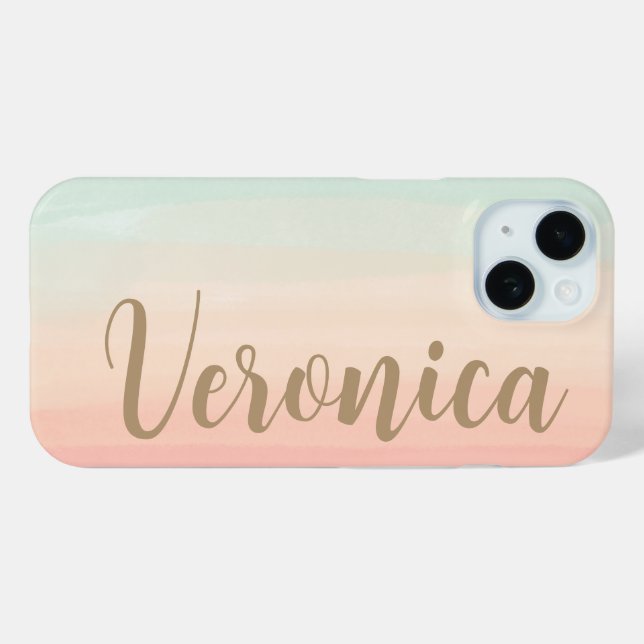 Pastell Wasserfarbe Glas Peach Personalisiert Case-Mate iPhone Hülle (Rückseite (Horizontal))