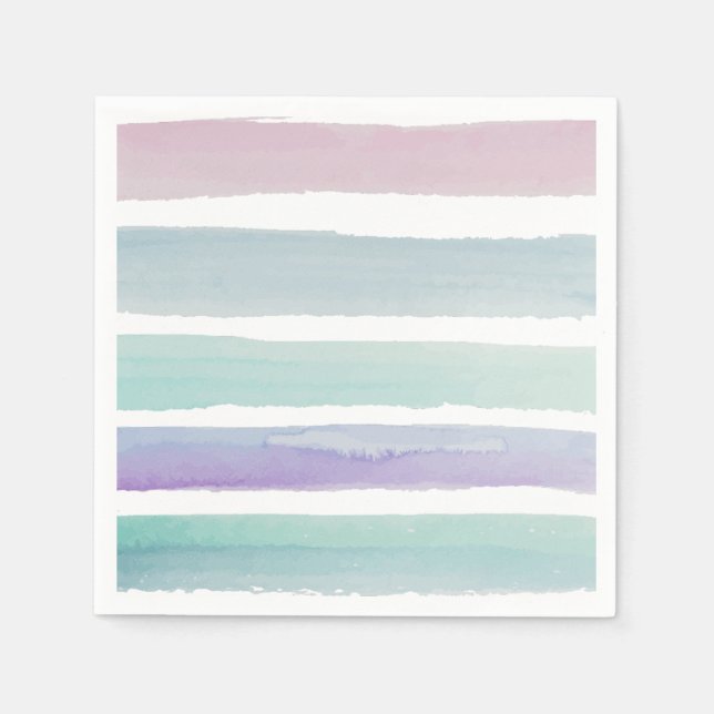 Pastell Wasserfarben Streifen Serviette (Vorderseite)