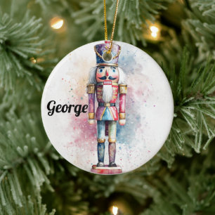 Pastell-Wasserfarben-Weihnachtsschmuck – Nussknack Keramik Ornament