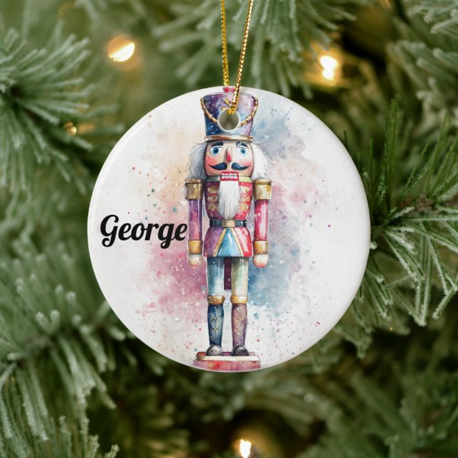 Pastell-Wasserfarben-Weihnachtsschmuck – Nussknack Keramik Ornament (Baum)