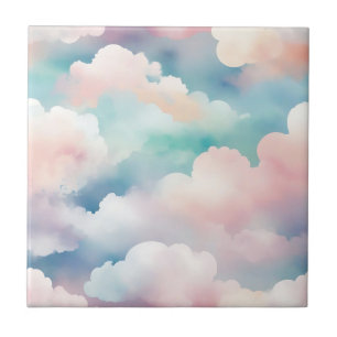 Pastell Watercolor Cloudscape Pattern Fliese