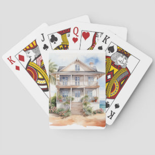 PASTELL-WATTFARBEN-SOMMERSTRANDHAUS SPIELKARTEN