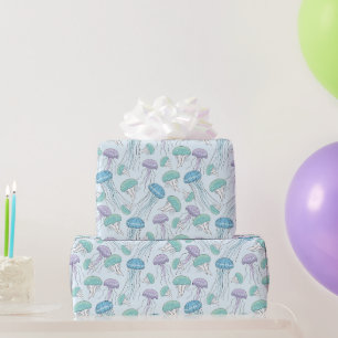 Pastell-weiches, mehrfarbig leuchtendes Quallenmus Geschenkpapier