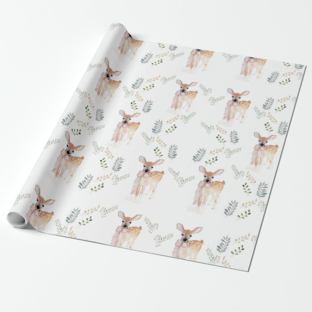 Pastell Weihnachten Niedliche Hirschbrauerei Geschenkpapier (Ungerollt)