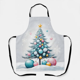 Pastell-Weihnachts-Oversized-Blau-Rosa-Schmuck Schürze