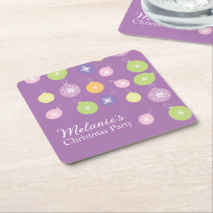 Pastell-Weihnachts-Schneeflocken-Ornamente Violett Rechteckiger Pappuntersetzer