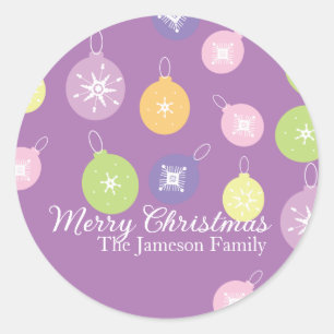 Pastell-Weihnachts-Schneeflocken-Ornamente Violett Runder Aufkleber