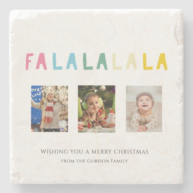 Pastell Weihnachtsangebot für La La 3 FotoCollage Steinuntersetzer (Vorderseite)