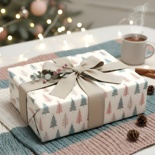 Pastell-Weihnachtsbaum-Muster Geschenkpapier