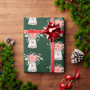Pastell-Weihnachtsglocke mit Poinsettie Geschenkpapier
