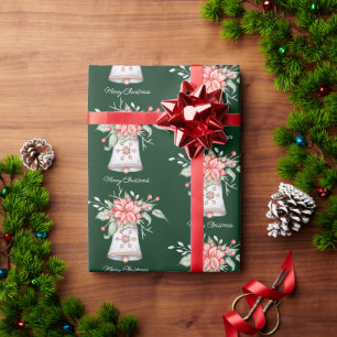 Pastell-Weihnachtsglocke mit Poinsettie Verpackun Geschenkpapier