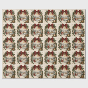 Pastell-Weihnachtsgruß, Weihnachtsmann und Schnee Geschenkpapier