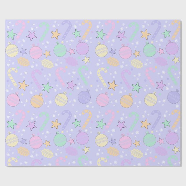 Pastell-Weihnachtsmuster Geschenkpapier (Flach)
