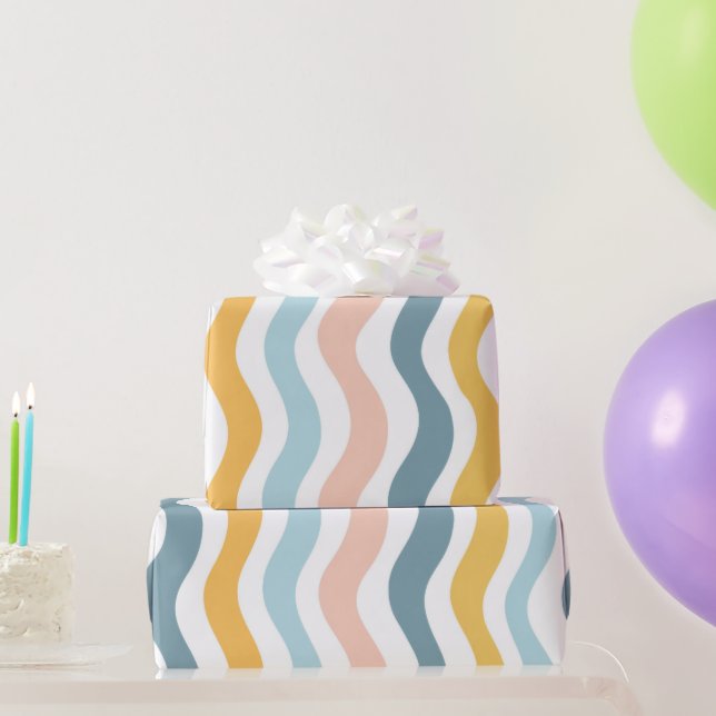 Pastell-Wellenlinien Geschenkpapier (Partygeschenke)