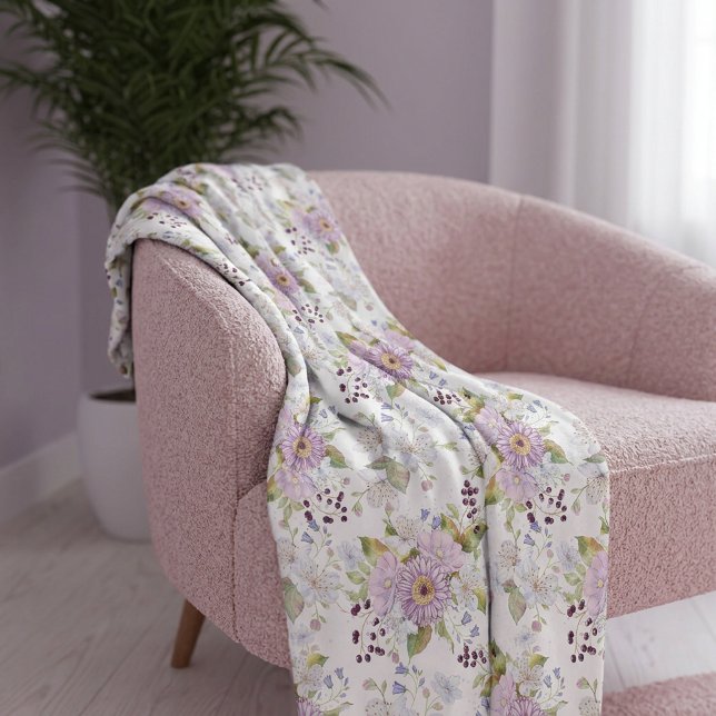 Pastell-Wiesen-Blumenmuster Fleecedecke (Pastel Wildflower Meadow Floral Custom Pattern Fleece Blanket)