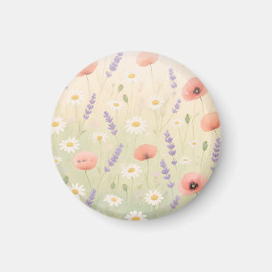Pastell-Wiesen-Blumenmuster - Sanfte Blütenpracht Magnet