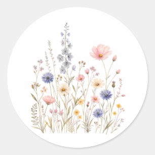 Pastell-Wiesenblumenwiese Runder Aufkleber