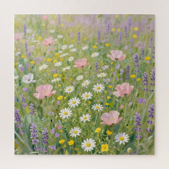 Pastell-Wiesenmalerei mit Wildblumen (Vertikal)