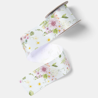 Pastell-Wildblumen-Aquarellband Satinband