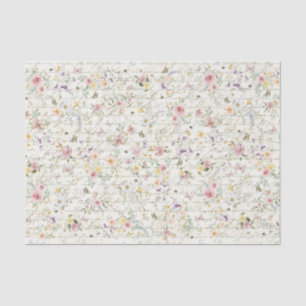 Pastell-Wildblumen behandeln Skriptdekoupage Seidenpapier