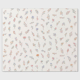 Pastell-Wildblumen-Botanik-Verpackungspapier | Süß Geschenkpapier