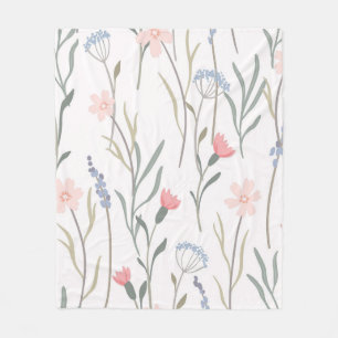 Pastell-Wildblumen-Botanisches Nahtloses Muster Fleecedecke