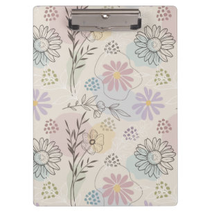 Pastell-Wildblumen-Collage – Chic florale Geometri Klemmbrett