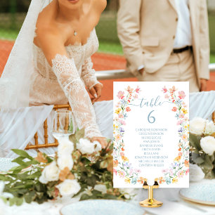 Pastell-Wildblumen-Frühlings-Hochzeitstisch-Nummer Einladung