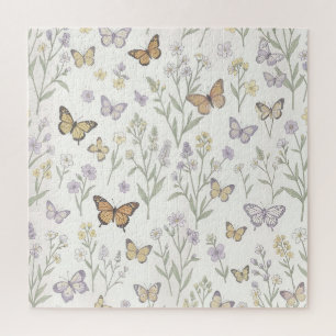 Pastell-Wildblumen Schmetterlinge Wiese Botanisch