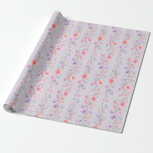 Pastell-Wildblumen-Streifen-Wasserfarben-Geschenk Geschenkpapier