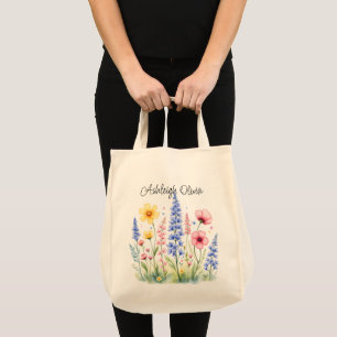 Pastell-Wildblumen-Wasserfarben-Einkaufstasche Tragetasche