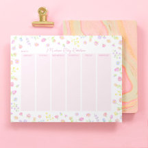 Pastell-Wildblumen-Wochenplaner-Notizblock in Rosa