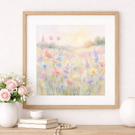 Pastell-Wildblumenwiese Poster