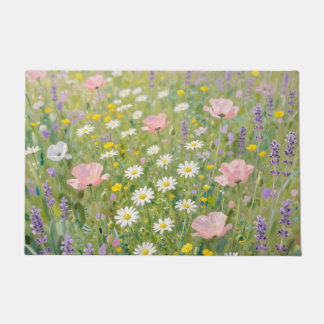 Pastell-Wildblumenwiesen-Malerei Fußmatte